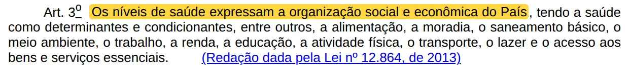 Trecho do artigo 3º da Lei 8.080 de 1990