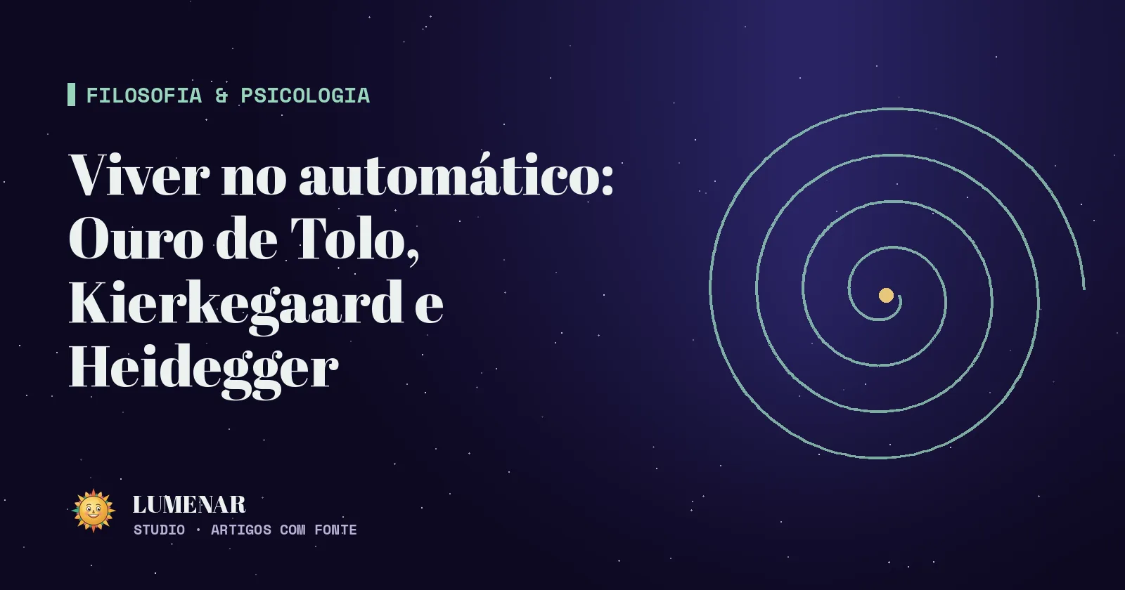 Capa: espiral dourada e verde sobre fundo noturno, com o título “Viver no automático”.