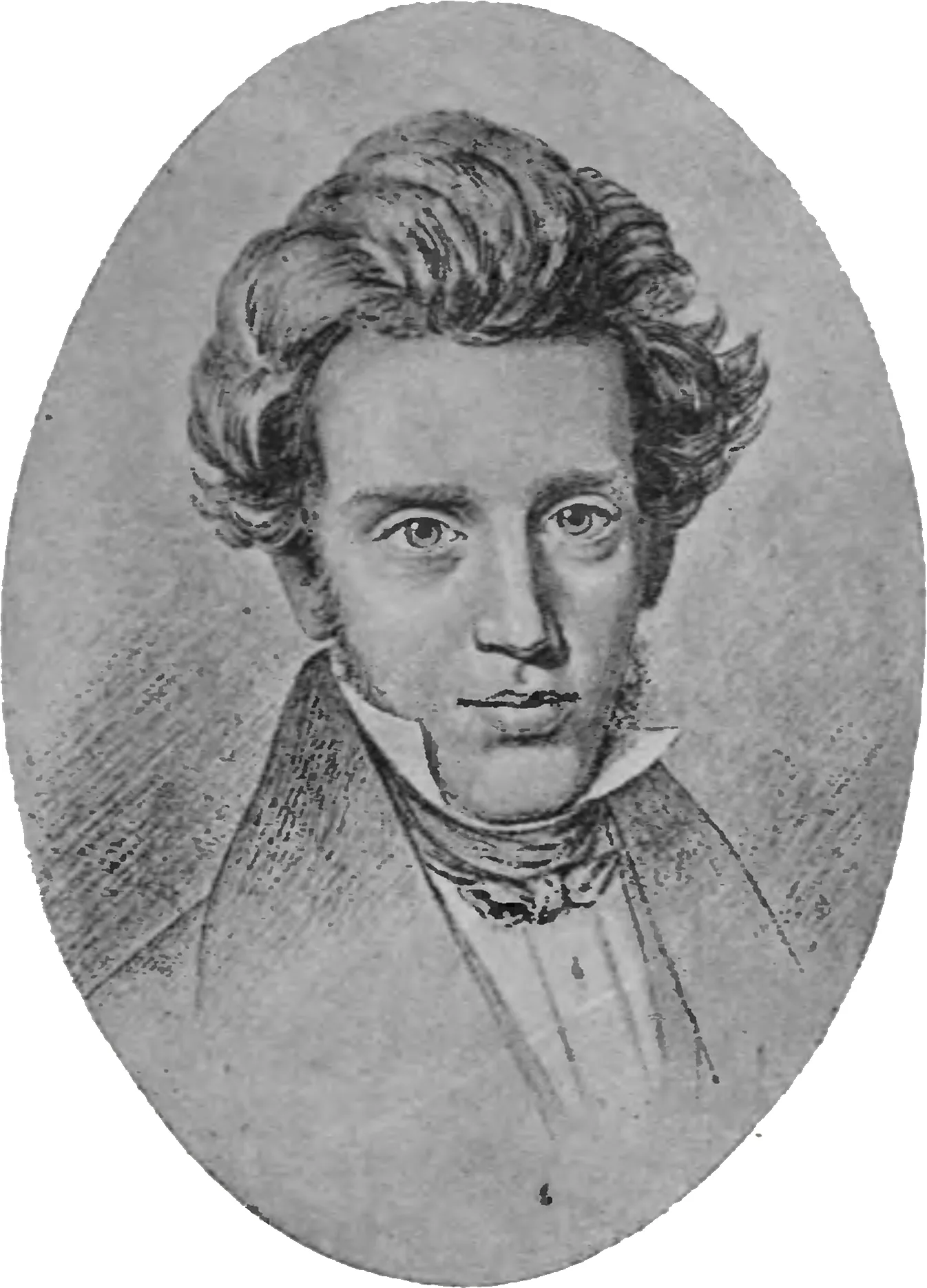 Retrato desenhado de Søren Kierkegaard