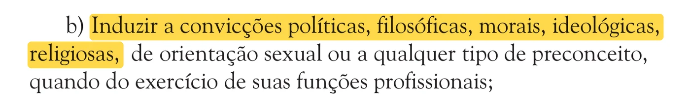 Trecho do Código de Ética do psicólogo, artigo 2º, alínea b